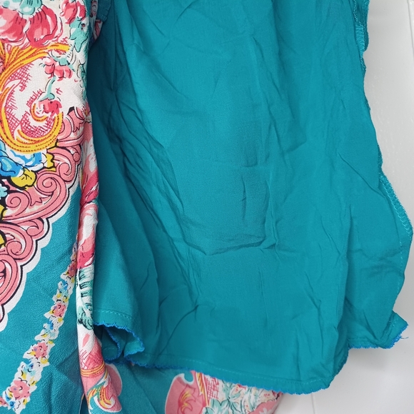 Anthropologie Vibrant Floral Swim Sarong - Blue, Green, Pink - Picture 10 of 12